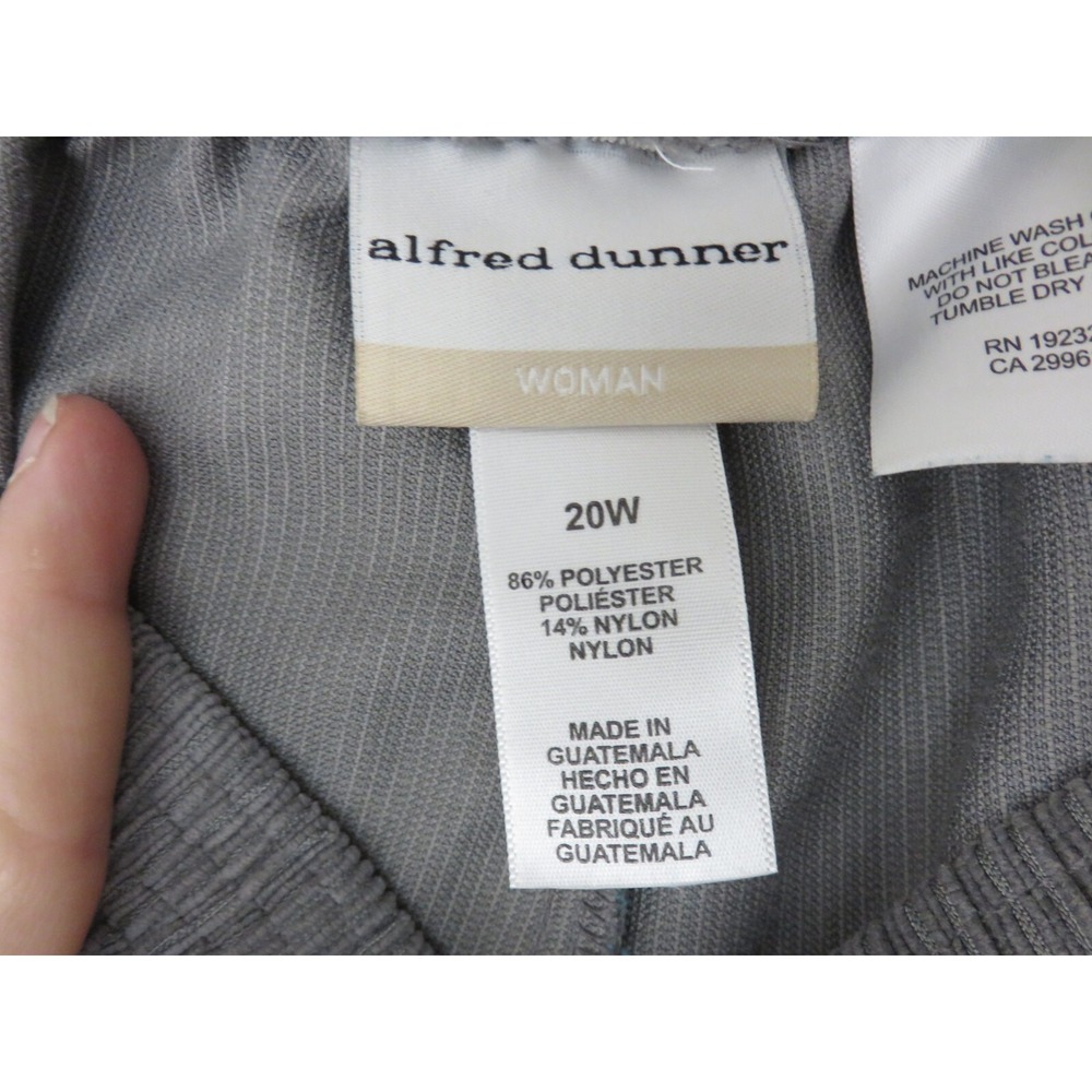 Alfred Dunner Woman Gray Corduroy Pull On Pants Plus‎ Size 20W Straight Elastic - Picture 5 of 10